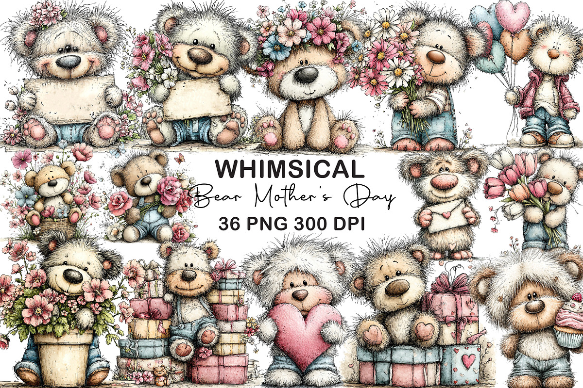 Teddy Bear Mother’s Day Clipart, an Illustration by CraftArtStudio (Photo 1 of 6)