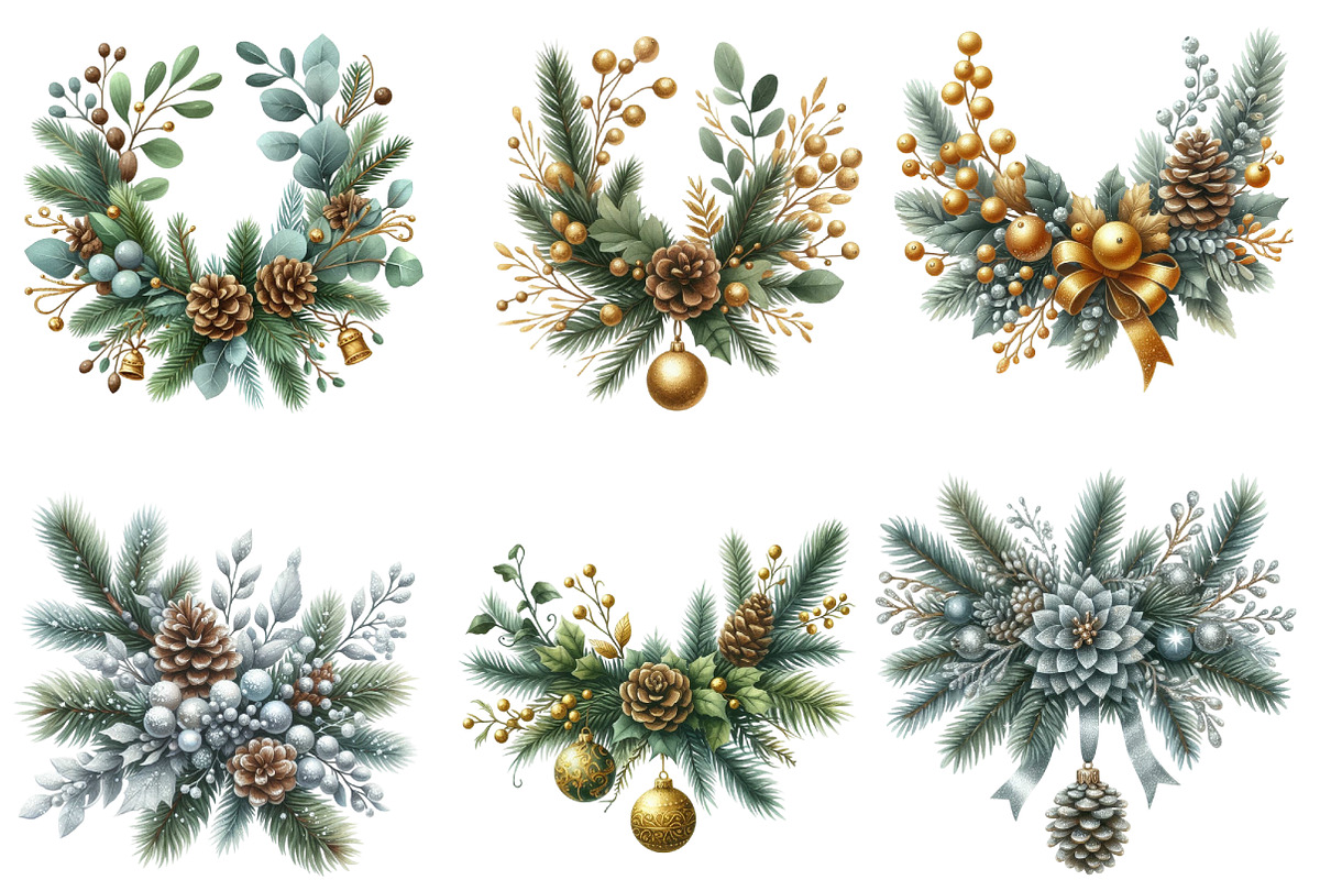 Christmas Garland Clipart Bundle, an Illustration by Designworld (Photo 2 of 5)
