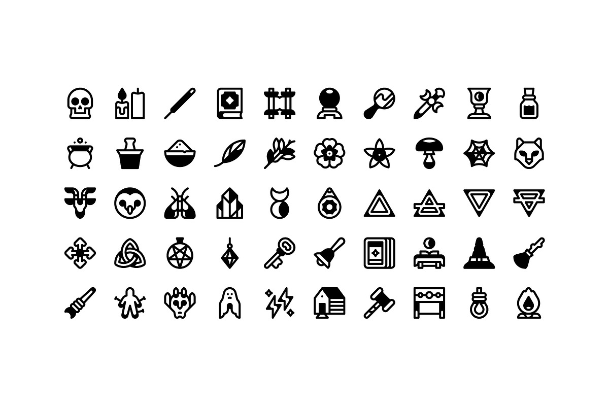50 Witchcraft Icons, an Outline Icon by Side Project (Photo 3 of 8)