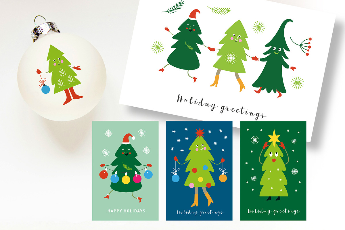 Funny Christmas Trees, a Seasonal Illustration by lenlis (Photo 2 of 4)