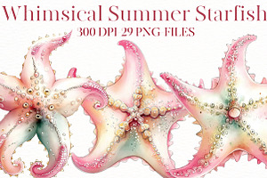 Whimsical Summer starfish clipart, an Illustration by Designworld