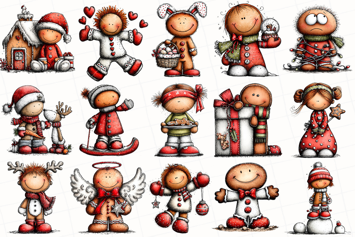 Whimsical Christmas Gingerbread Clip, an Illustration by OK Design (Photo 2 of 6)