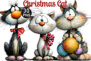 Christmas Cat Clipart, an Illustration by Black Bird Studio (Thumbnail 1 of 6)