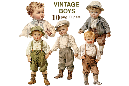 Vintage Boys PNG Clipart, a Person Illustration by Memories By Lea