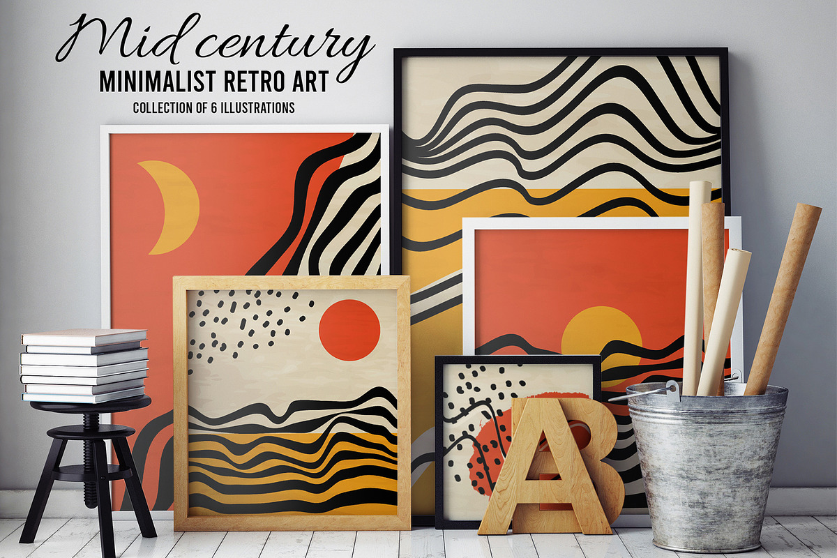 Mid century minimalist retro art, a Decorative Illustration by SmartDesign (Photo 1 of 3)