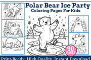 Polar Bear Ice Party Coloring Pages, an Animal Illustration by maggiesar (Thumbnail 1 of 4)