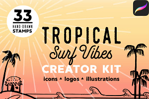 Tropical Surf Vibes-Procreate Stamps