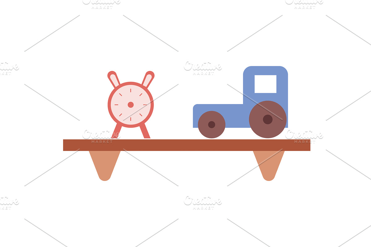 shelf with toys in children room, an Object Illustration by vectorpointstudio