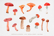 Watercolor Mushrooms Clipart, an Illustration by MilanaDesignShop (Thumbnail 2 of 4)
