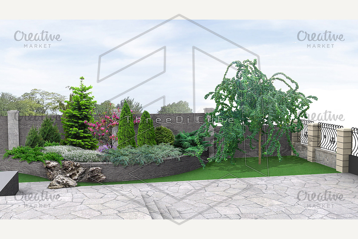 Front yard planting of greenery, a Decorative Illustration by ThreeDiCube