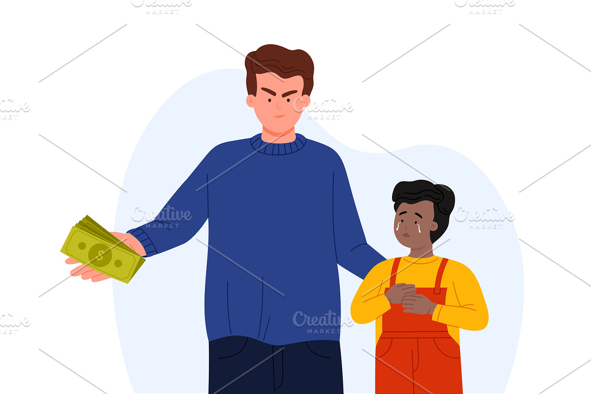 Child Trafficking Concept with Money, a Person Illustration by Flashvector
