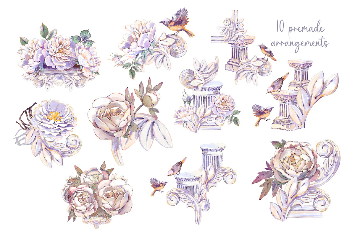 Antique Aesthetic Garden Watercolor, a Decorative Illustration by Shabbypie (Photo 11 of 15)