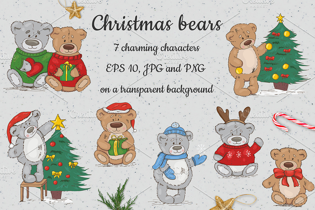 Christmas bears. Big set, an Illustration by HmarkaShop (Photo 3 of 5)