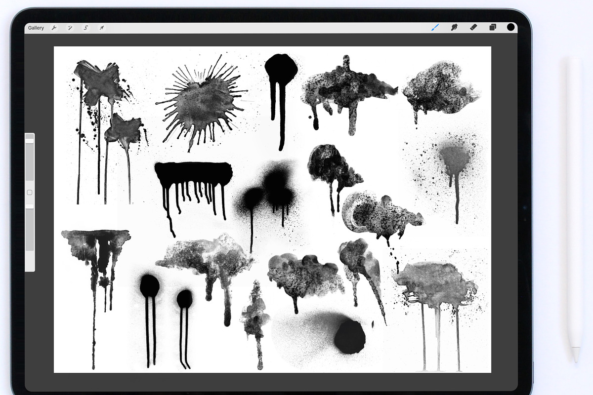 80 Splatters/Strokes for Procreate, a Brush Add-On by Li Zamperini (Photo 4 of 7)
