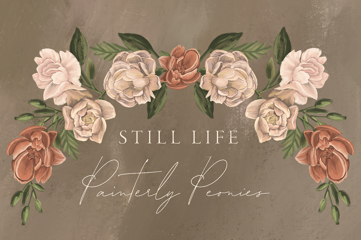 Still Life Painterly Oil Peonies, a Texture Illustration by One and Only Paper (Photo 8 of 9)