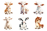 Watercolor Farm Animal Clipart, a Transportation Illustration by SinaCreation (Thumbnail 3 of 6)