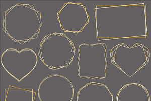 Gold Frame Clipart, Geometric Gold