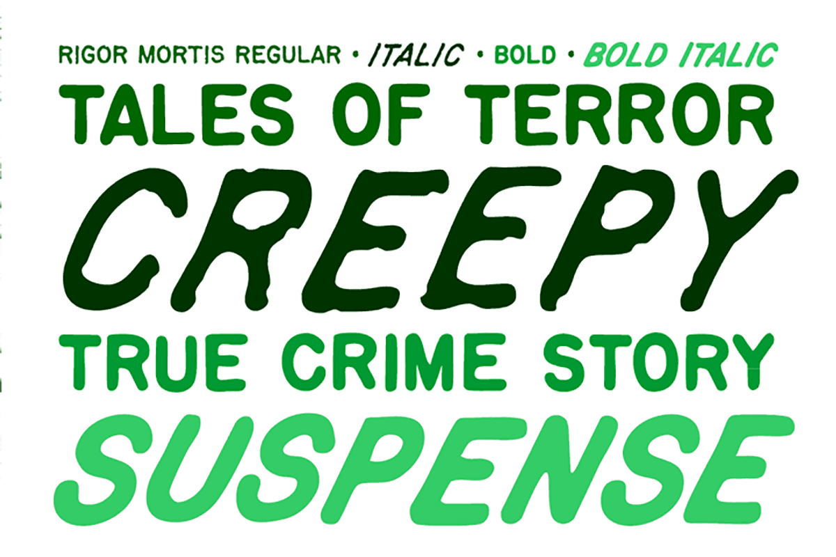 Rigor Mortis vintage comic font preview 2