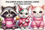 Pink Jumper Animals Christmas Clipar, an Illustration by Dream Creation (Thumbnail 1 of 7)