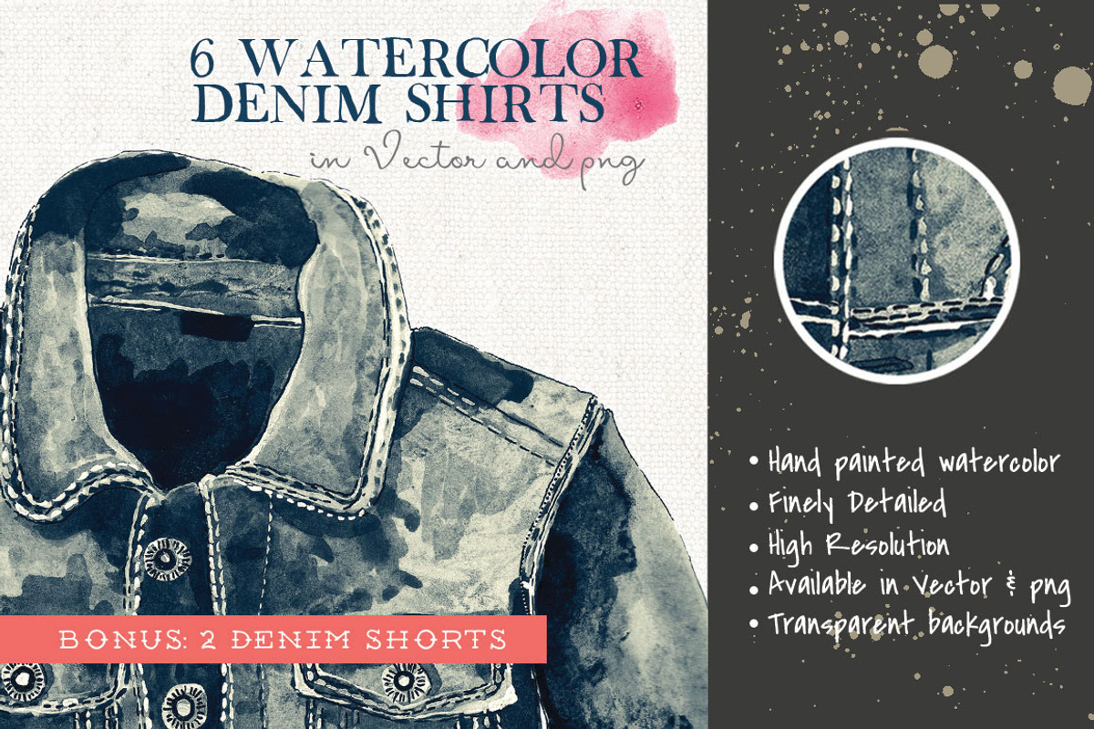 6 Watercolor Denim Shirts, an Illustration by Curve and Pixel (Photo 4 of 4)