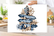 Watercolor Nautical Coastal Clipart, an Illustration by SVGArt (Thumbnail 7 of 9)