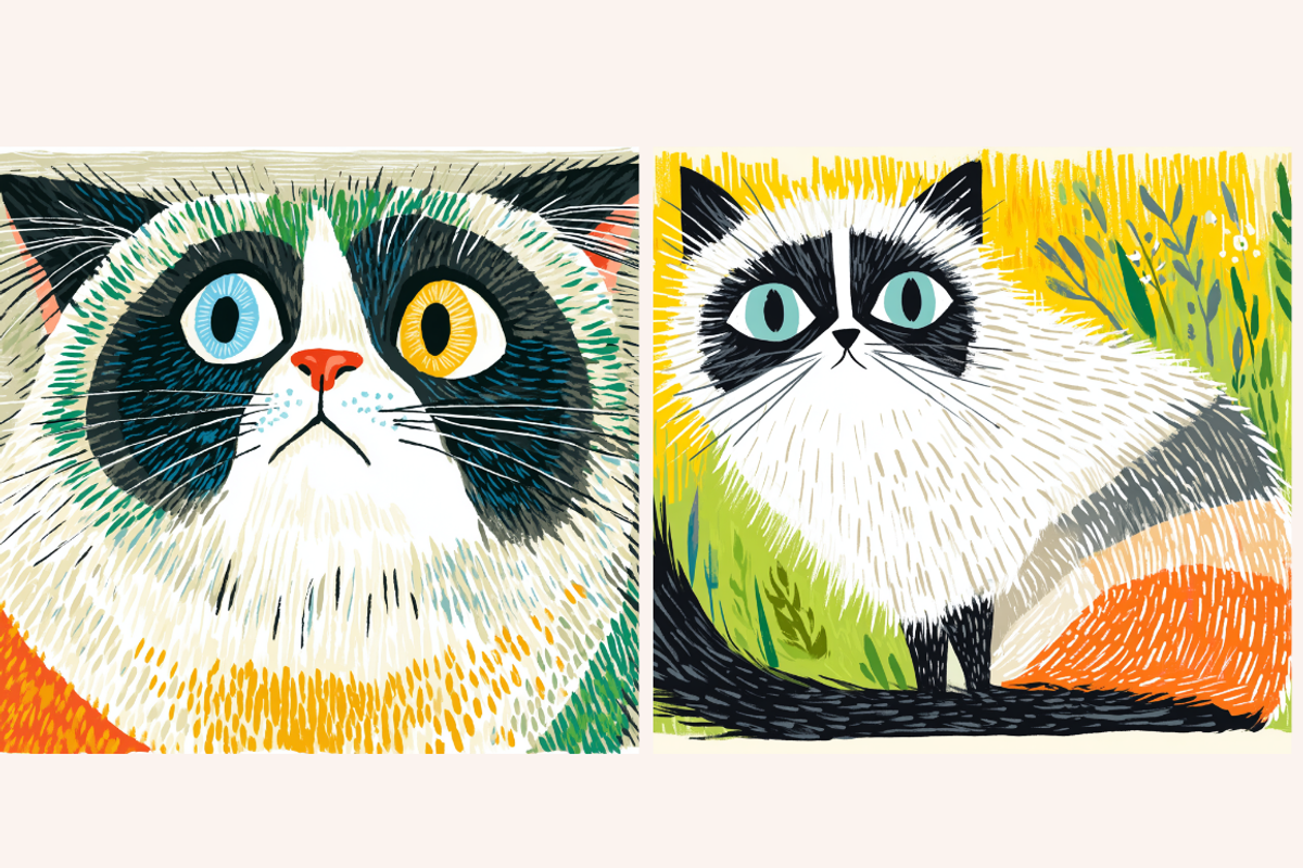 Scandi Folk Art Cat Illustrations, an Animal Illustration by PrintHaven Designs (Photo 2 of 8)