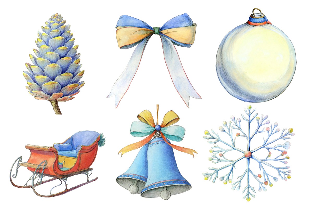 Watercolor Neutral Christmas Clipart, an Illustration by Designworld (Photo 3 of 6)