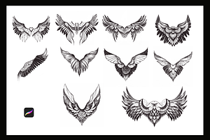 Wings Tattoo Procreate Brushes.