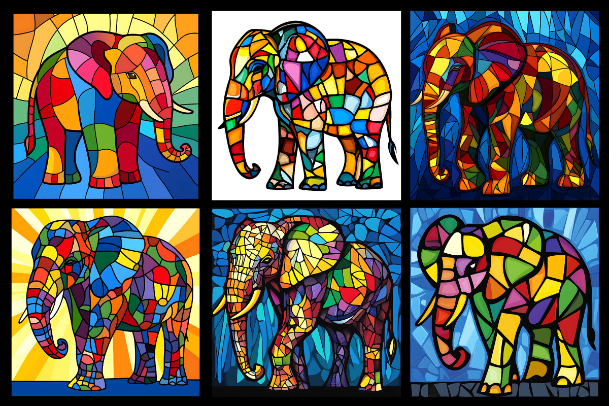 Stained Glass Elephant Coloring Page, an Animal Illustration by protabsorkar11 (Photo 3 of 6)