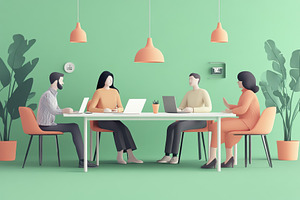 Collaborative workspace concept, a Photo by Pavel_design
