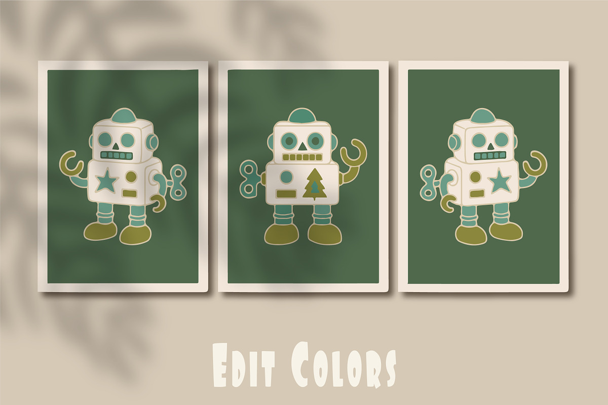 Retro Christmas Toy Robots Graphics, an Object Graphic by Blynn Pippen (Photo 17 of 26)