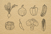 Vegetables doodle icons set, an Outline Icon by Gulnarart (Thumbnail 7 of 7)