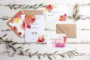 Watercolor Peony Wedding Card Set, an Invitation Template by TurquoiseDesign (Thumbnail 1 of 5)