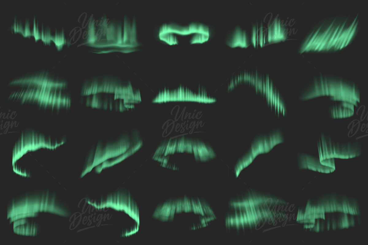 45 Aurora Photoshop Brushes, a Brush Add-On by UnicDesign (Photo 3 of 4)