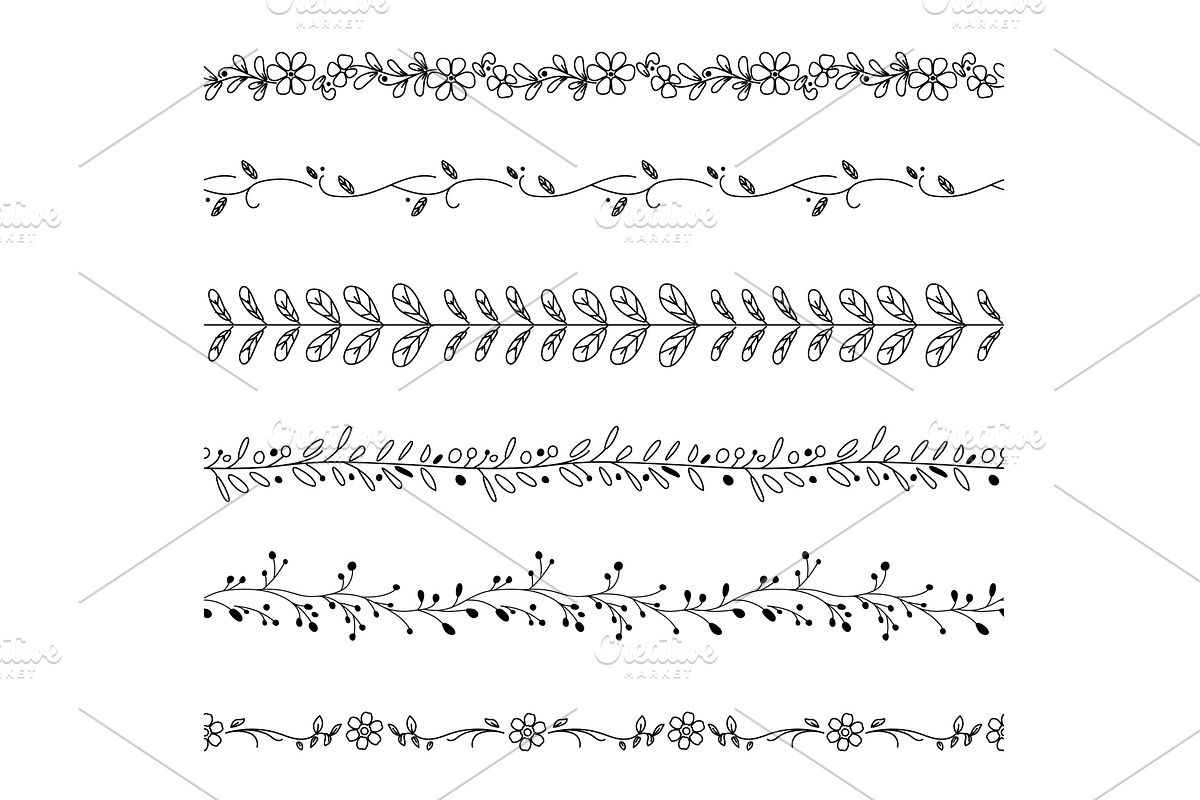 Decorative floral seamless borders, an Object Illustration by YummyBuum