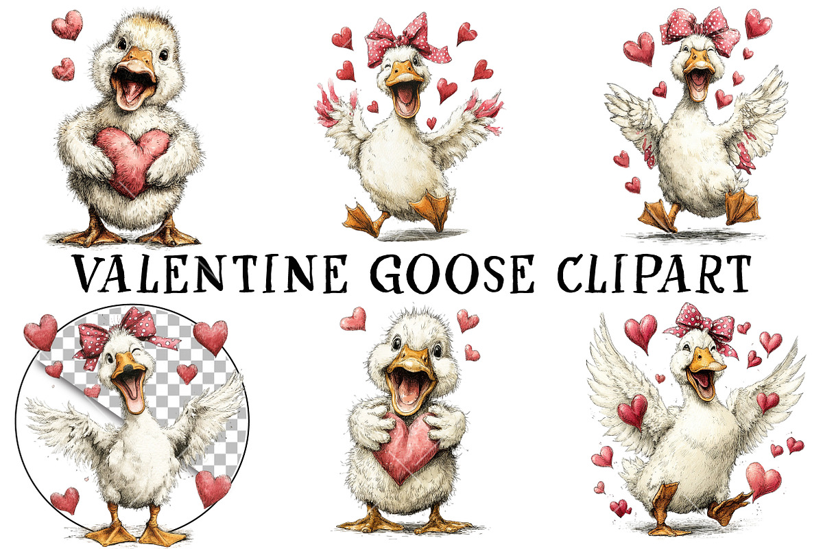 Valentine Goose Clipart, an Illustration by OK Design (Photo 2 of 6)