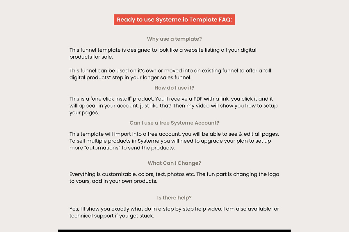 Systeme.io Dark Red List Shop Layout, a Landing Page Template by Hayley's Digital Hub (Photo 5 of 10)