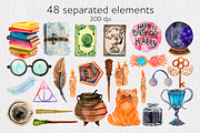Magic school watercolor clipart, an Education Illustration by AnastasiaWatercolor (Thumbnail 4 of 9)