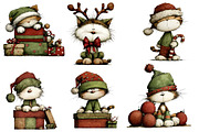 Christmas cat clipart, an Illustration by Designworld (Thumbnail 3 of 5)