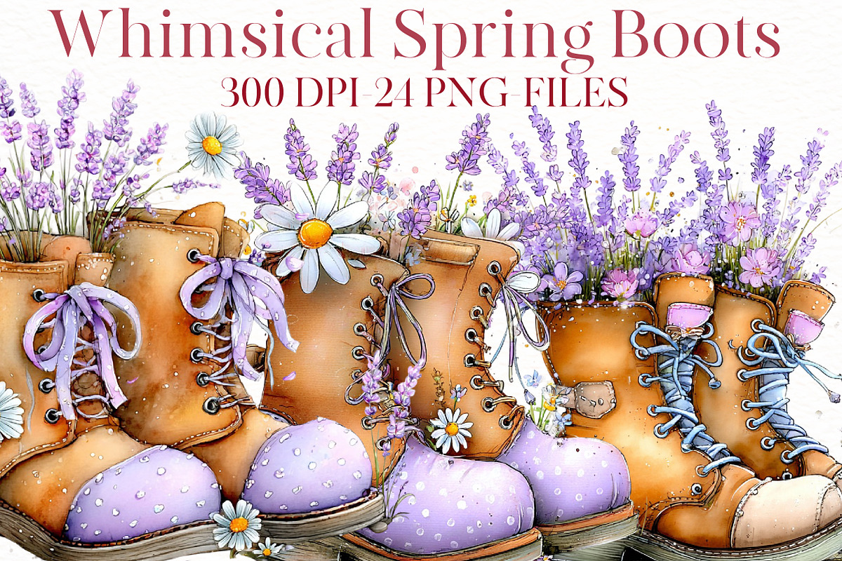 Whimsical Spring boots Clipart, an Illustration by Designworld (Photo 1 of 8)