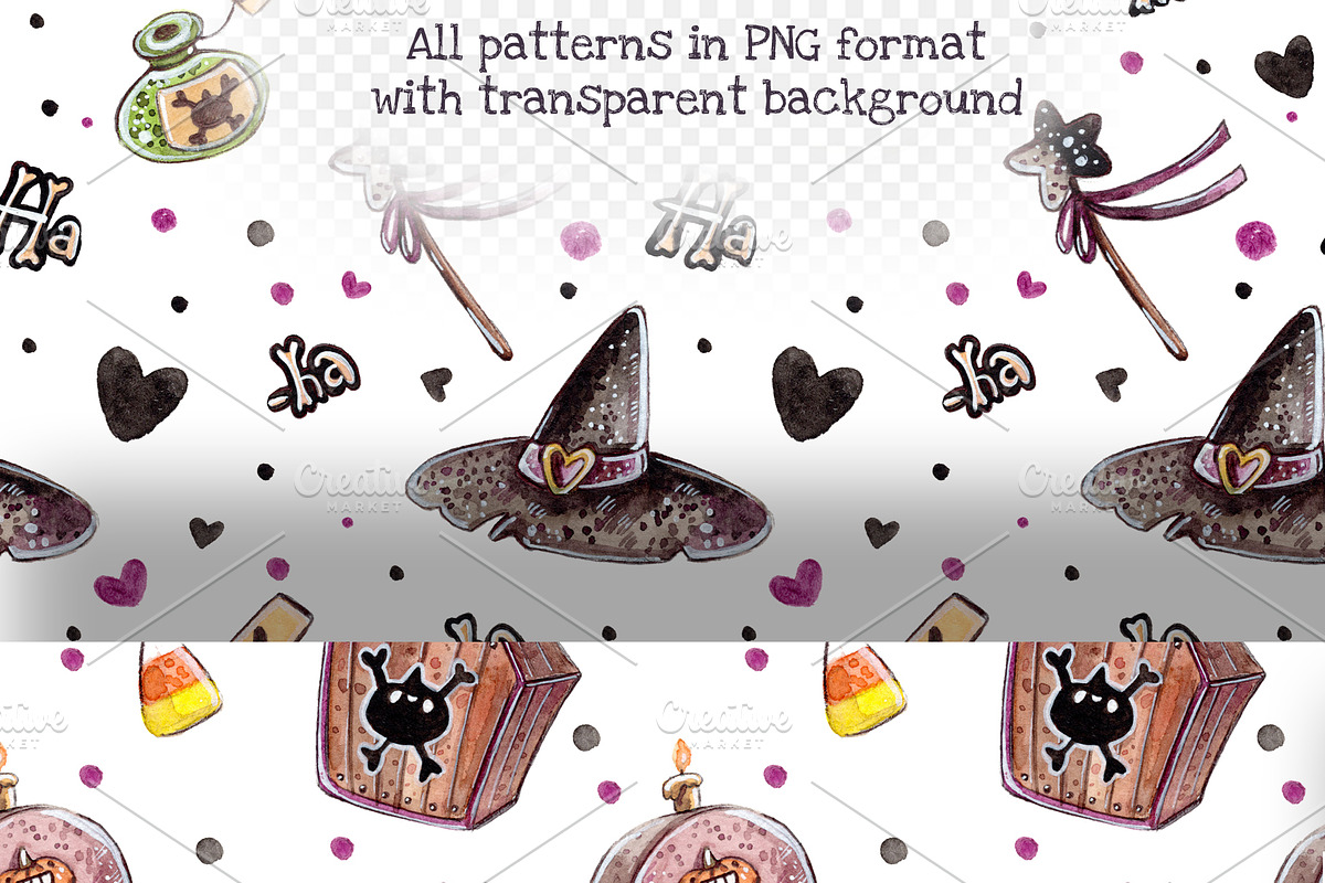 Halloween Pumpkins set +5 patterns, a Decorative Illustration by Kristina Crocus (Photo 3 of 4)