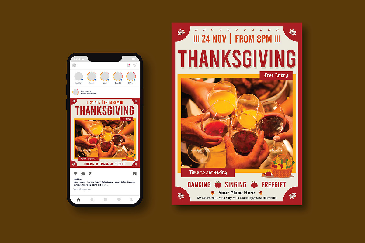Thanks Giving Day Flyer, a Flyer Template by iDoodle Studio