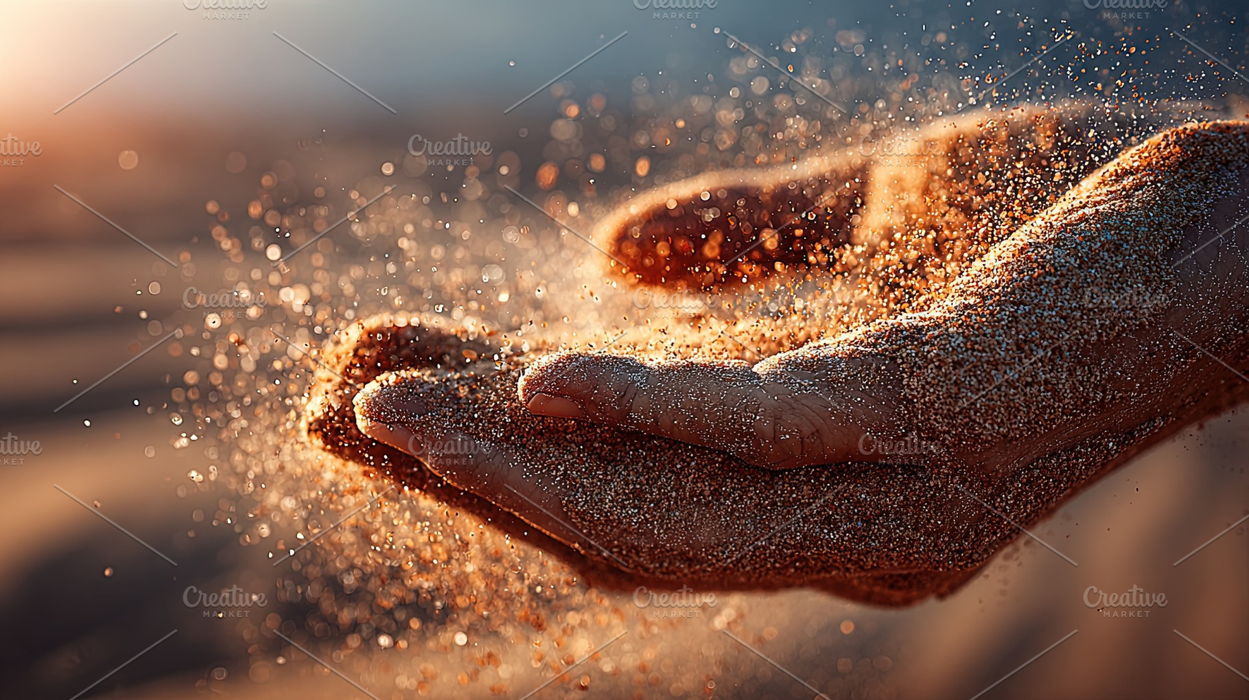 Hands Holding Flowing Sand, a Background Photo by Ales Munt