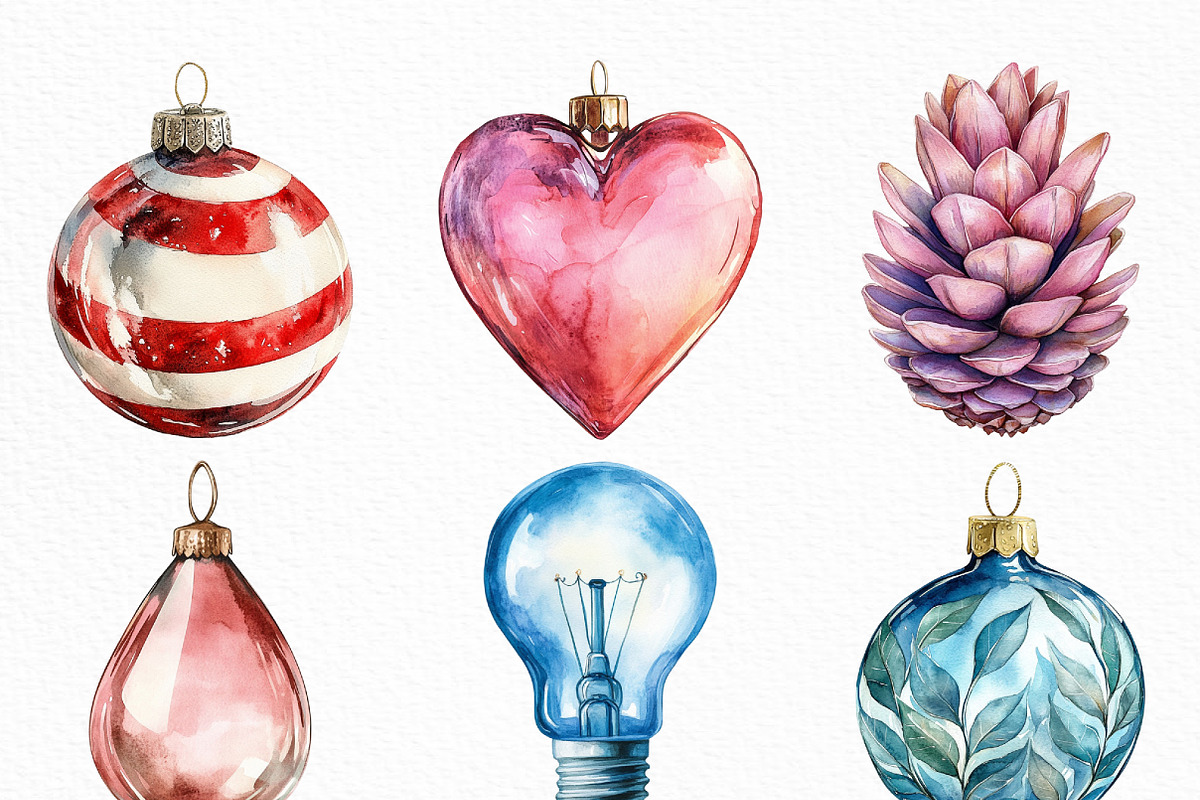 Vintage Christmas Ornaments Clipart, an Illustration by Craft Nest (Photo 3 of 6)