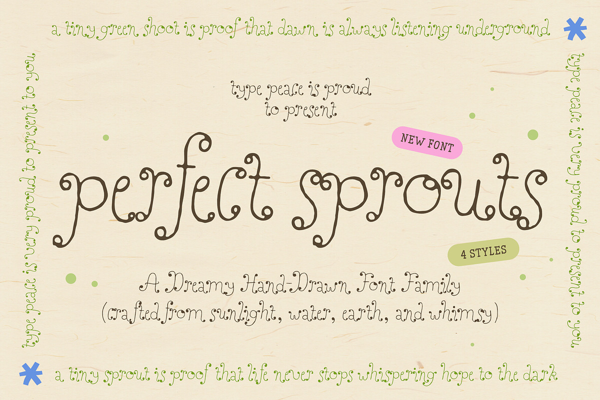 Perfect Sprouts | Whimsical Font, a Handwritten Font by type peace (Photo 1 of 20)