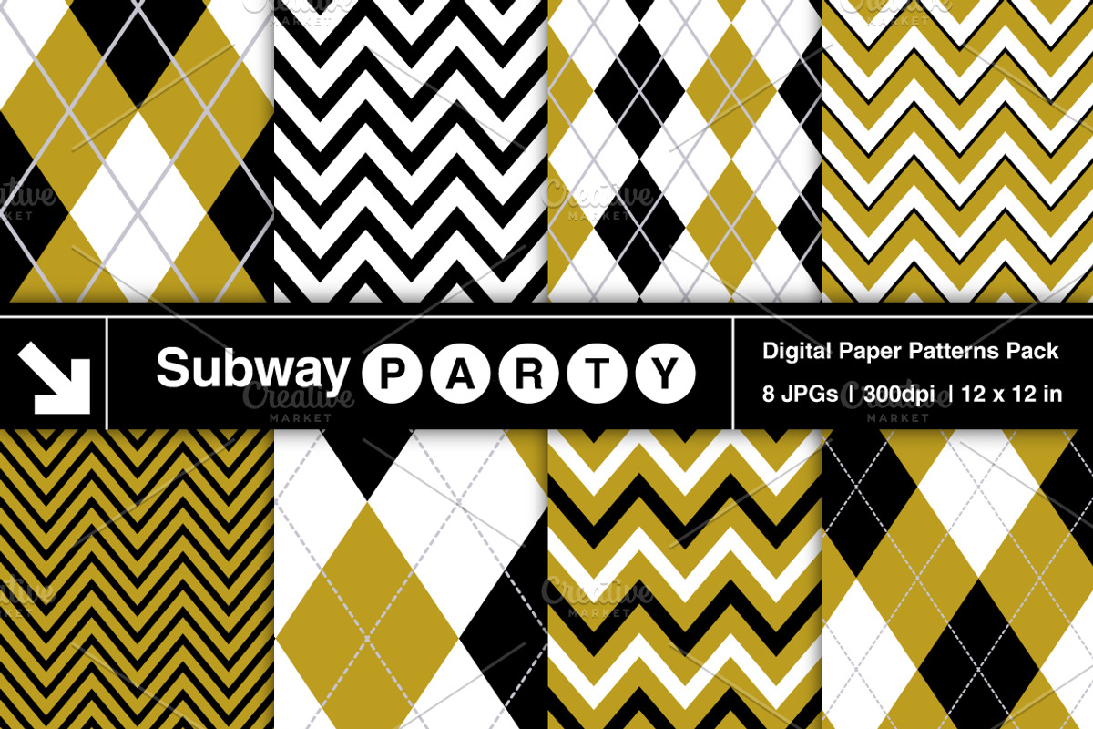 Gold, Black, White Chevron & Argyle