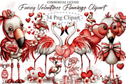 Funny Valentines Flamingo Clipart, an Illustration by designcity5 (Thumbnail 1 of 5)