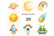Galaxy Clipart Bundle, a Decorative Illustration by Pati Charm Studio (Thumbnail 2 of 8)