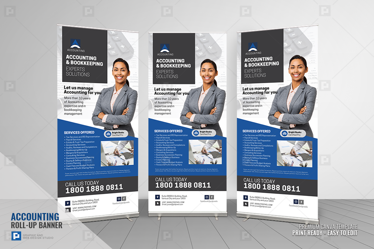 Accounting Company Services Rollup, a Flyer Template by PSDPixel (Photo 1 of 4)