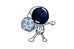 Cute Astronaut Holding The Moon